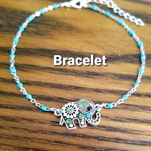 Crystal Elephant Charm Beaded Bracelet Bohemian Jewelry Elephant Jewelry